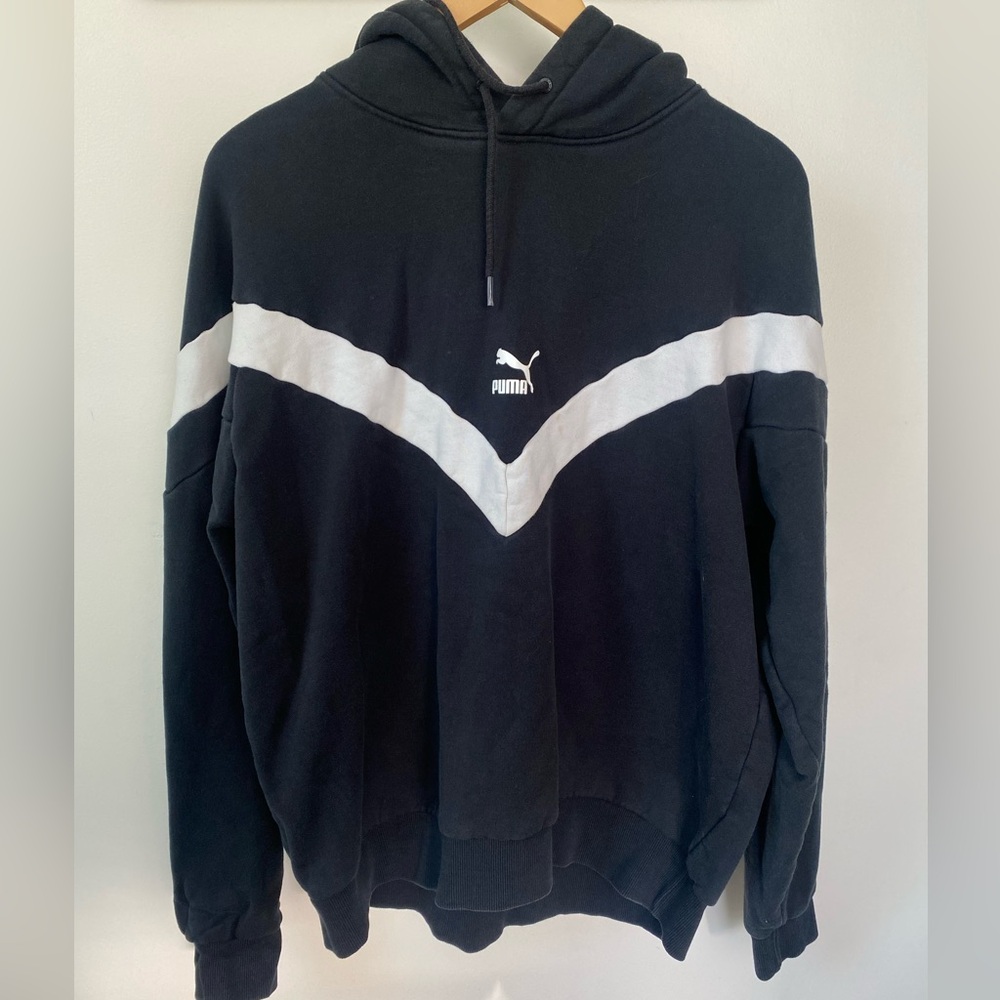 Black and white striped puma hoodie